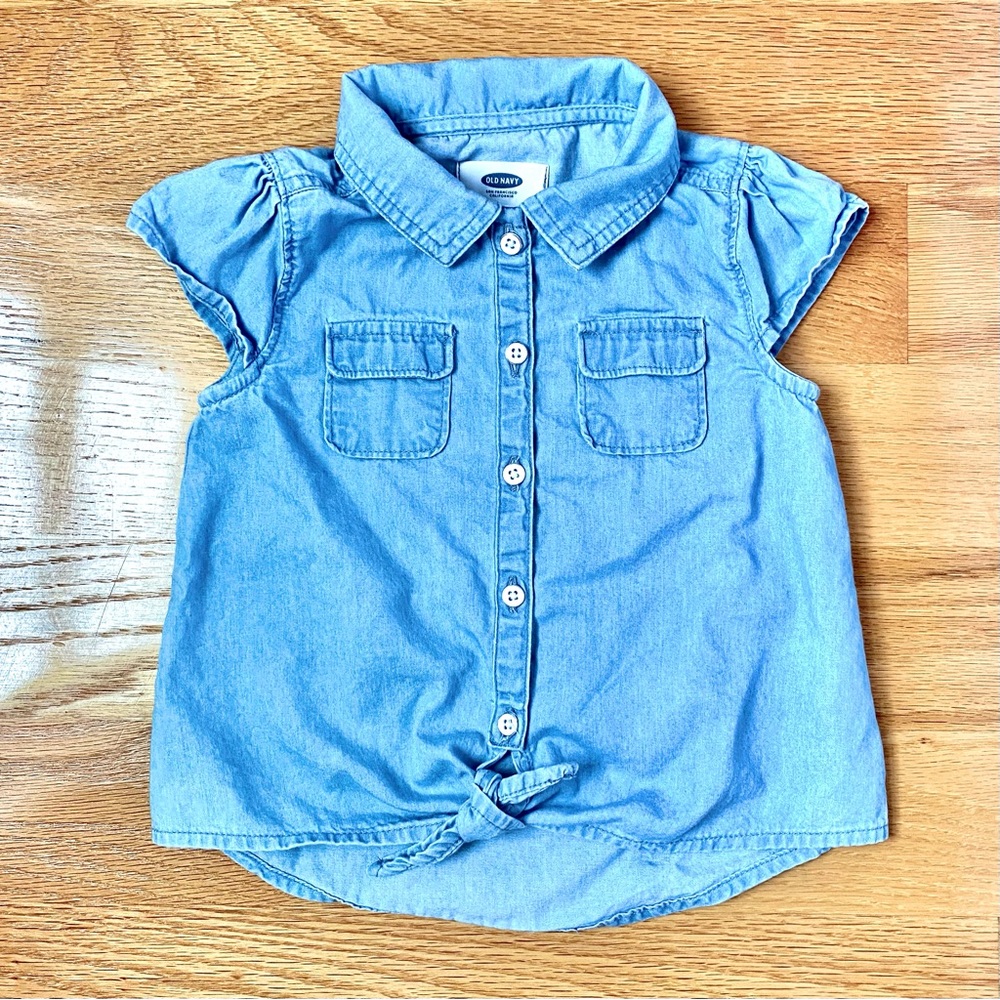 OLD NAVY girls chambray tie-front top - Picture 7 of 7
